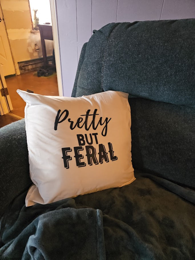 Pretty But Feral Throw Pillow 18x18